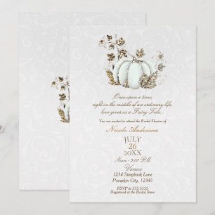 Invitation Mariage Conte de Fées Citrouille Blanche Or de Liv