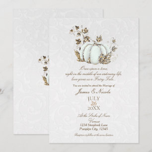 Invitation Mariage Conte de Fées Citrouille Blanche Or de Liv