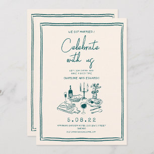 Invitation Mariage contemporain funky dessiné à la main