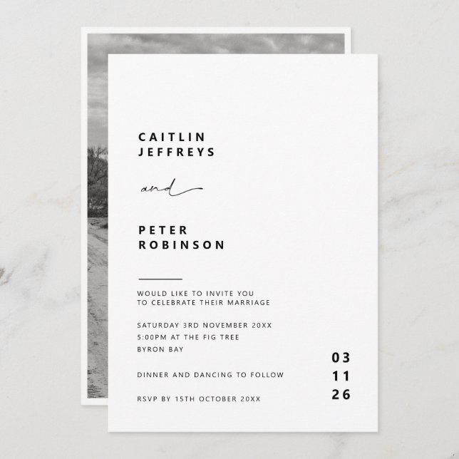 Invitation Mariage contemporaine simple et moderne (Devant / Derrière)