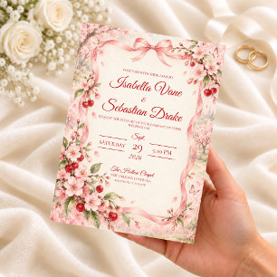 Invitation Mariage Coquette à la Fleur de Cerisier Romantique