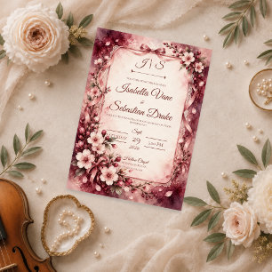 Invitation Mariage Coquette aux Fleurs de Cerisier Romantique