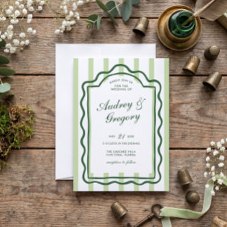 Invitation Mariage Coquette Minimaliste Vert