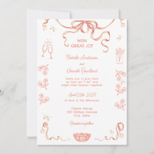 Invitation Mariage Coquette Vintage Cameo