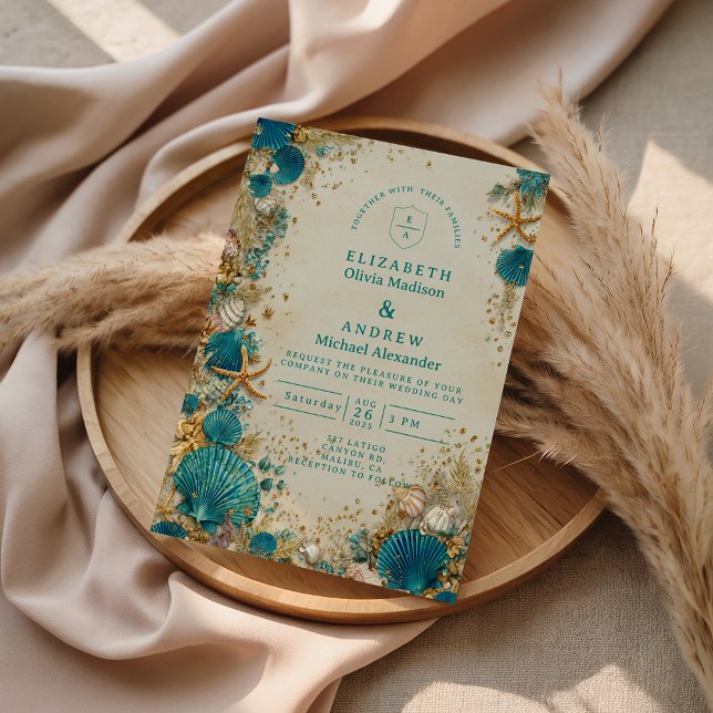 Invitation Mariage Coquillage Inspiré de l'Océan (Créateur téléchargé)