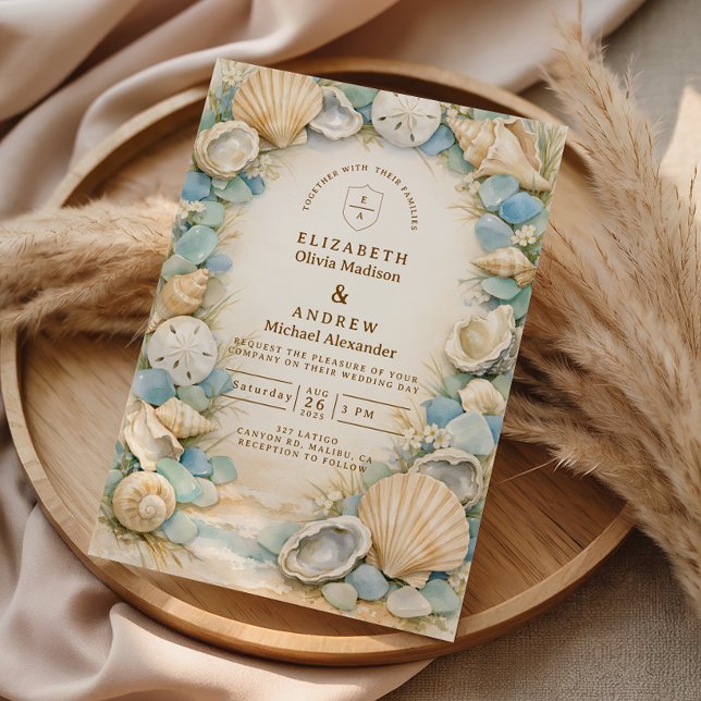 Invitation Mariage Coquillage sur le Rivage Sablonneux (Créateur téléchargé)