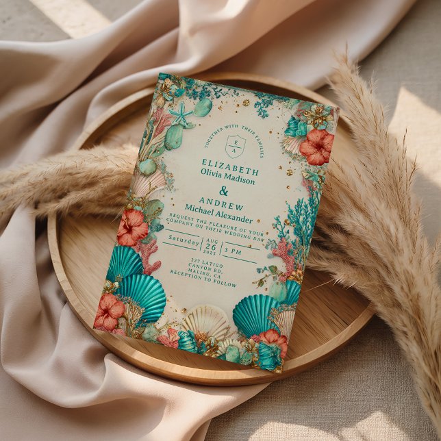 Invitation Mariage Coquillages Côtiers (Créateur téléchargé)