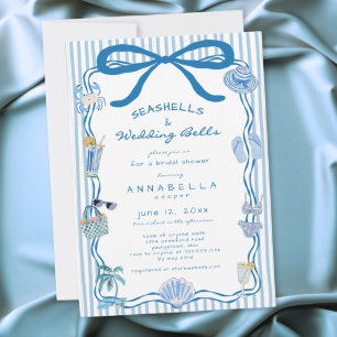 Invitation Mariage Coquillages Dessinés à la Main Cloches de