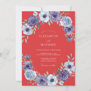 Invitation Mariage Corail Anémone Violette