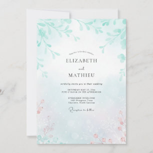 Invitation Mariage Corail Mousse de Mer Feuillu