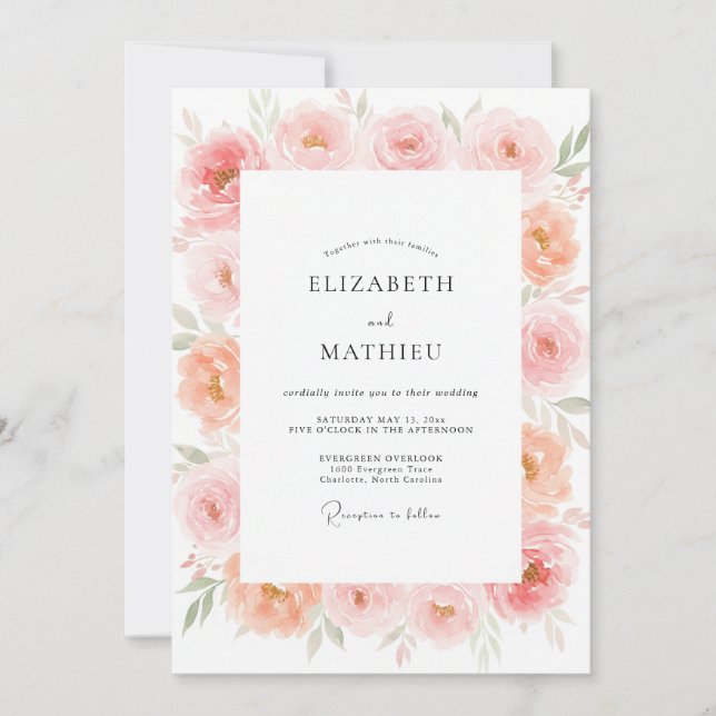 Invitation Mariage Corail Pétale (Devant)