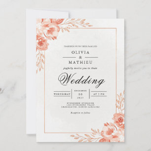 Invitation Mariage Corail Pétales