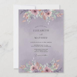 Invitation Mariage Corail Pivoine Améthyste