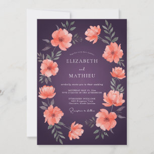 Invitation Mariage Corail Poppy Rouge Baies