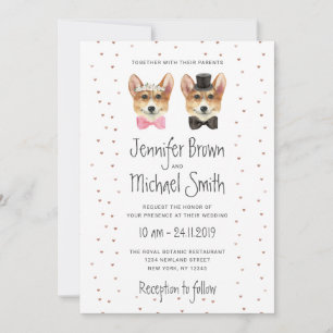 Invitation Mariage Corgi Chien Mariée Marié Couple Saint-Vale
