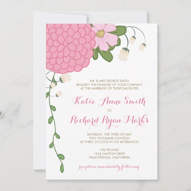 Invitation Mariage Corner Peony (Devant)