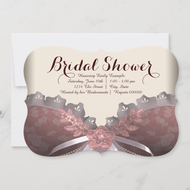 Invitation Mariage corset rose et marron Shower (Devant)