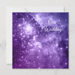 Invitation Mariage cosmique des étoiles magiques violettes
