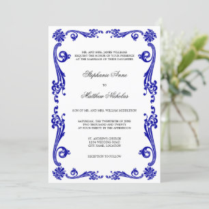 Invitation Mariage Cosmopolite Royal Blue Flourish