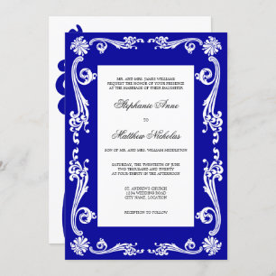 Invitation Mariage Cosmopolite Royal Blue Flourish