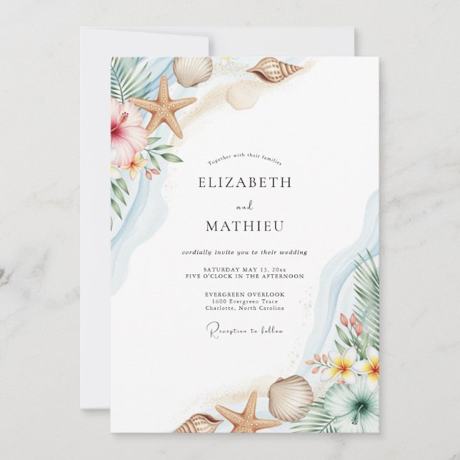 Invitation Mariage Côte Aquatique et Brise (Devant)