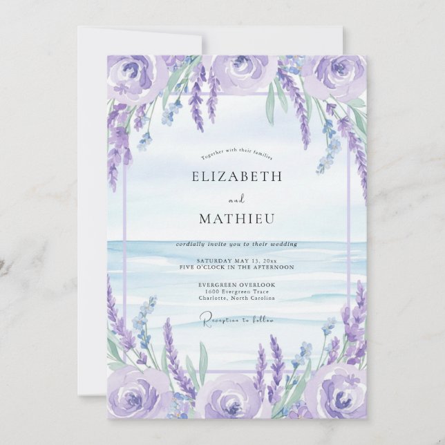 Invitation Mariage Côte de Lilac Wisteria (Devant)