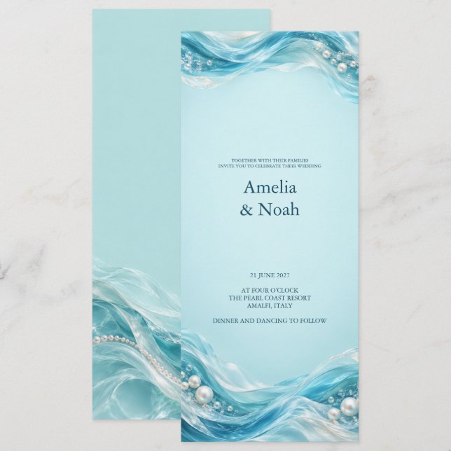Invitation Mariage Côte de Pearl Tide (Devant / Derrière)