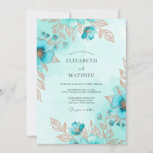 Invitation Mariage Côte de Teinte Métallique Sarcelle