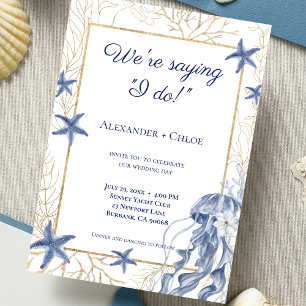 Invitation Mariage Côte Navy Blue Or
