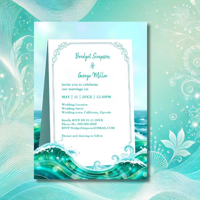 Invitation mariage côtier abstrait turquoise (Créateur téléchargé)