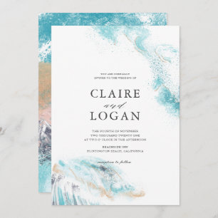 Invitation Mariage côtier des vagues bleues