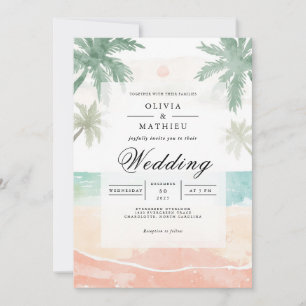 Invitation Mariage côtier Tropical Palm Beach