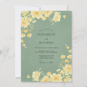 Invitation Mariage Cottagecore Jaune Pivoine