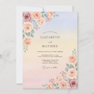 Invitation Mariage Coucher de Soleil Radieux aux Pêches