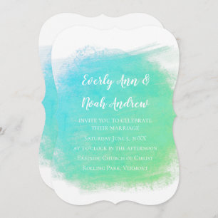 Invitation Mariage couleur bleu et vert Sérénité