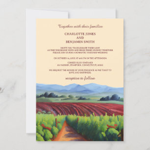 Invitation Mariage Couleur de Vin de Vignoble Rustique