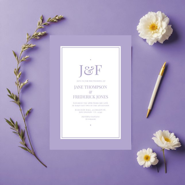 Invitation Mariage couleur Lavender numérique (Digital Lavender Color Wedding Invitation)