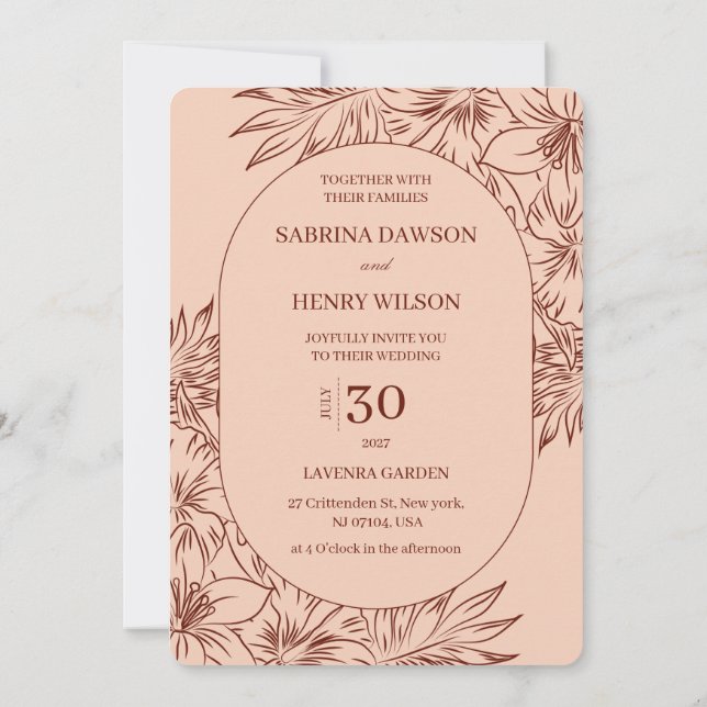 Invitation Mariage Couleurs Élégant, Sombre et Clair  (Dos)