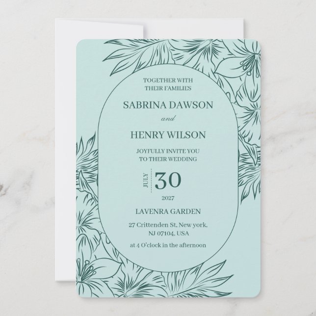 Invitation Mariage Couleurs Élégant, Sombre et Clair  (Dos)
