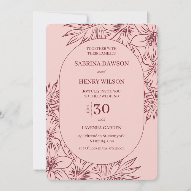 Invitation Mariage Couleurs Élégant, Sombre et Clair  (Dos)