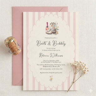 Invitation Mariage country chic : bottes et bulles 