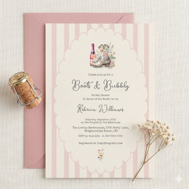 Invitation Mariage country chic : bottes et bulles  (Créateur téléchargé)