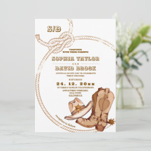 Invitation Mariage Country Western Cowboy Rustique 
