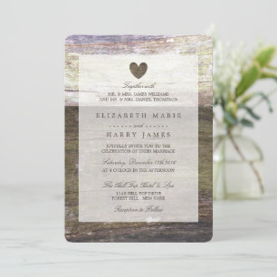 Invitation Mariage Country Wood Heart