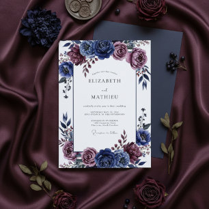Invitation Mariage coup de pinceau éthéré au plum