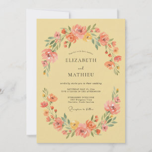 Invitation Mariage Coup de Pinceau Fleur de Corail
