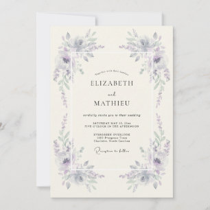 Invitation Mariage coup de pinceau floraison lilas