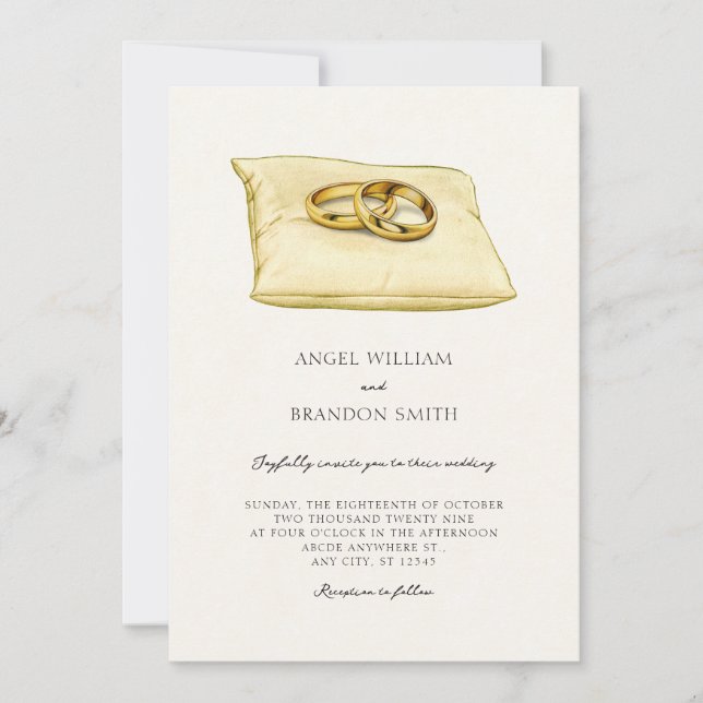 Invitation Mariage couple anneaux art (Devant)