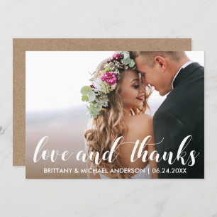 Invitation Mariage Couple Photo Love et Merci Card Kraft