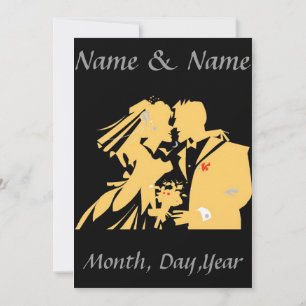 Invitation Mariage Couple silhouette, modifier le texte
